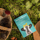 かわいい牛と弓の歳の誕生日パーティー 招待状