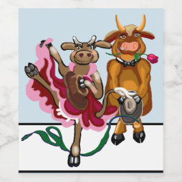 かわいい牛と牛のロマンス ワインラベル