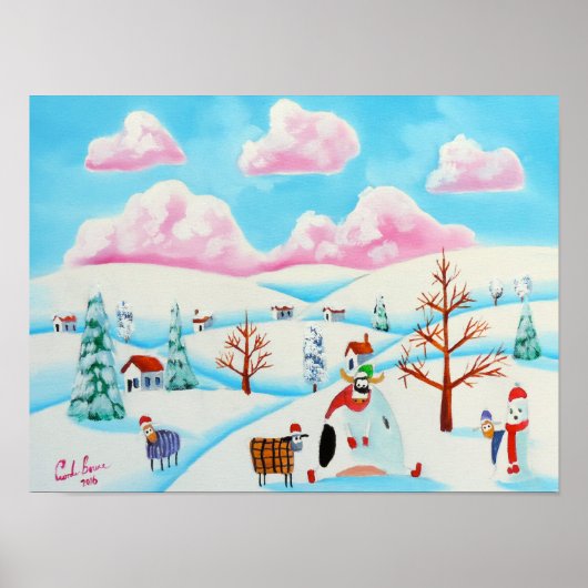 かわいい牛と羊 ポスター (正面)