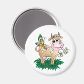 かわいい牛と蝶 マグネット (正面/裏面)