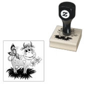 かわいい牛と蝶 ラバースタンプ (押印)