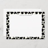 かわいい牛のアニマルプリントのパタパーソナライズされたーン名 ノートカード (正面/裏面)