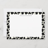 かわいい牛のアニマルプリントのパタパーソナライズされたーン名 ノートカード (正面)