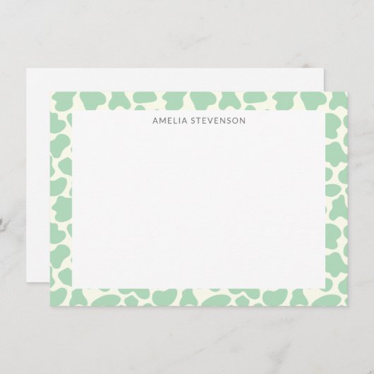 かわいい牛のアニマルプリントパタパーソナライズされたーン ノートカード (正面/裏面)