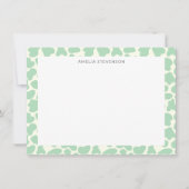 かわいい牛のアニマルプリントパタパーソナライズされたーン ノートカード (正面)