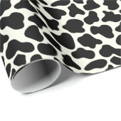 かわいい牛のアニマルプリントパターンエステティックブラック ラッピングペーパー (ロールコーナー)