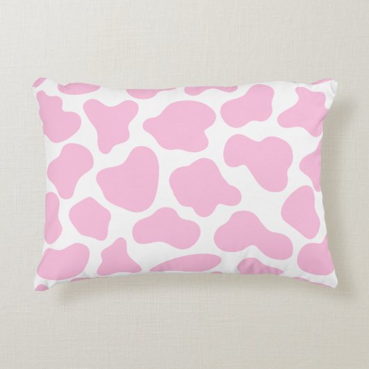かわいい牛のアニマルプリントパターン美的ピンク アクセントクッション (正面)