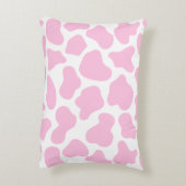 かわいい牛のアニマルプリントパターン美的ピンク アクセントクッション (裏面(縦))