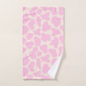 かわいい牛のアニマルプリントパターン美的ピンク バスタオルセット (ハンドタオル)