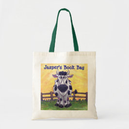 かわいい牛のオリジナルブックバッグ トートバッグ