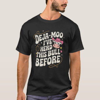 かわいい牛のカントリーウエスタン デジャムー ダジャレ Tシャツ