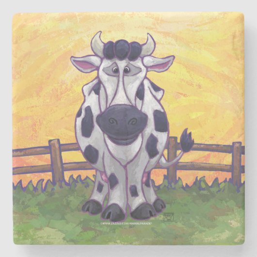 かわいい牛のキッチンアクセサリー ストーンコースター (正面)