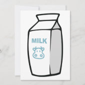 かわいい牛のキャラクター入り牛乳パックイラスト 招待状 (正面)