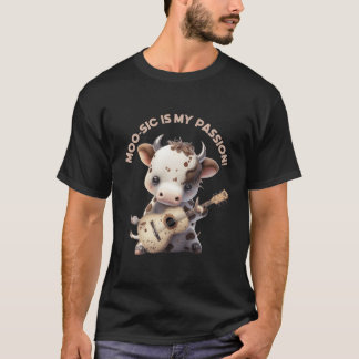 かわいい牛のギタリスト Tシャツ