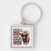 かわいい牛のギフトファーム生活だけ女の子ハイランド牛 キーホルダー (正面)