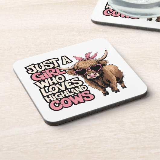 かわいい牛のギフトファーム生活だけ女の子ハイランド牛 コースター (左側)