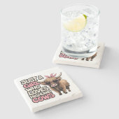 かわいい牛のギフトファーム生活だけ女の子ハイランド牛 ストーンコースター (横)