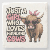 かわいい牛のギフトファーム生活だけ女の子ハイランド牛 ストーンコースター (正面)