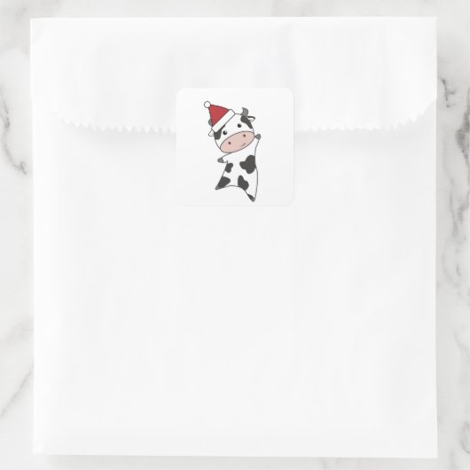 かわいい牛のクリスマスかわいい子供へ動物 スクエアシール (バッグ)