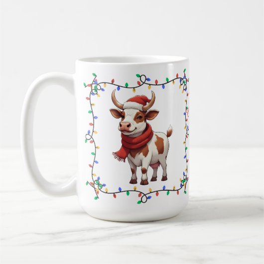 かわいい牛のクリスマスマグ コーヒーマグカップ (左)