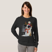 かわいい牛のスノーカウクリスマス牛の雪だるま冬のクリスマス Tシャツ (正面フル)
