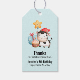 かわいい牛のスマイル　お誕生日おめでとう ギフトタグ