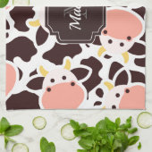 かわいい牛のパターン キッチンタオル (折り畳み)