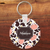 かわいい牛のパターン キーホルダー (正面)