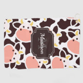 かわいい牛のパターン ゴルフタオル (横)