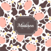 かわいい牛のパターン シール (正面)