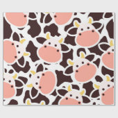 かわいい牛のパターン ラッピングペーパー (フラット)