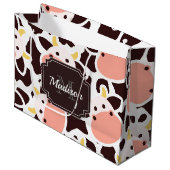 かわいい牛のパターン ラージペーパーバッグ (正面アングル)