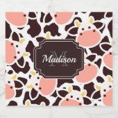 かわいい牛のパターン リキュールボトルラベル (シングルラベル)