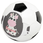 かわいい牛のピンク柄モノグラム名サッカー ボール (3/4)