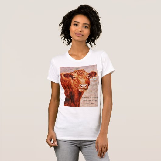 かわいい牛のファームリビングは人生のTシャツ Tシャツ (正面フル)