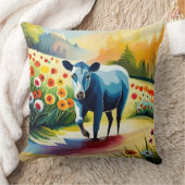 かわいい牛のフローラ畑 クッション (ブランケット)