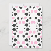 かわいい牛のプリントピンク&ブラックガーリーバースデーパーティー 招待状 (裏面)