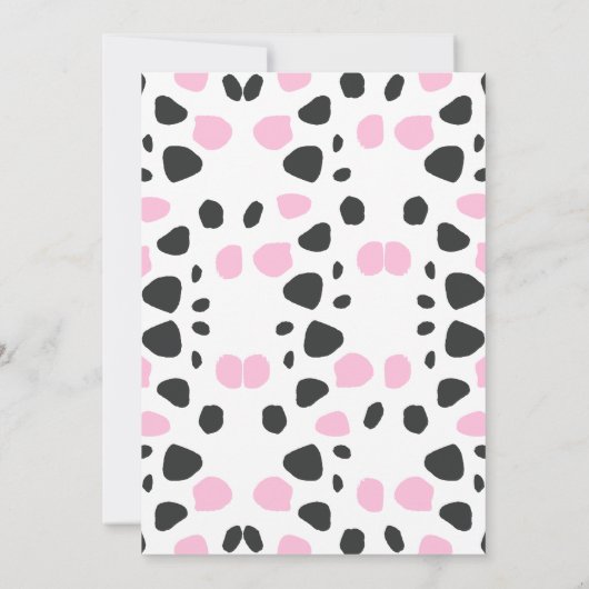 かわいい牛のプリントピンク&ブラックガーリーバースデーパーティー 招待状 (裏面)