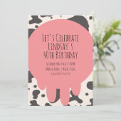 かわいい牛のプリント大人パーティー40歳の誕生日 シーズンカード (スタンド正面)