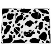 かわいい牛のプリント模様（白黒） ラージペーパーバッグ (正面)