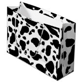 かわいい牛のプリント模様（白黒） ラージペーパーバッグ (正面アングル)
