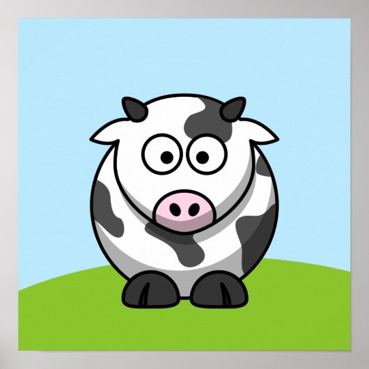 かわいい牛のプリント ポスター (正面)