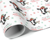 かわいい牛のメリービーガンクリスマス ラッピングペーパー (ロールコーナー)