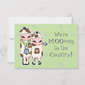 かわいい牛のモーカップルの発表 案内状 (正面)