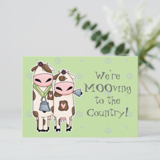 かわいい牛のモーカップルの発表 案内状 (スタンド正面)