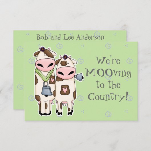 かわいい牛のモーカップルの発表 案内状 (正面/裏面)