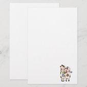 かわいい牛のモーカップル 便箋 (正面/裏面)