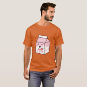 かわいい牛のレトロな日本のかわいいいちごミルクセーキのレトロなデザイン Tシャツ (正面フル)
