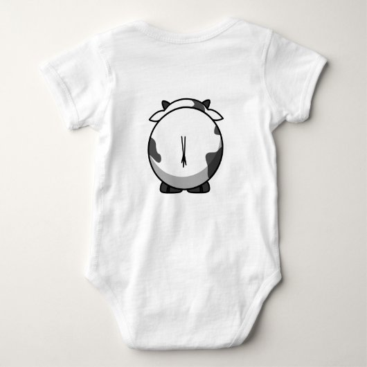 かわいい牛の両面シャツ ベビーボディスーツ (裏面)