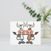 かわいい牛の仲間の友情の漫画 ポストカード (スタンド正面)